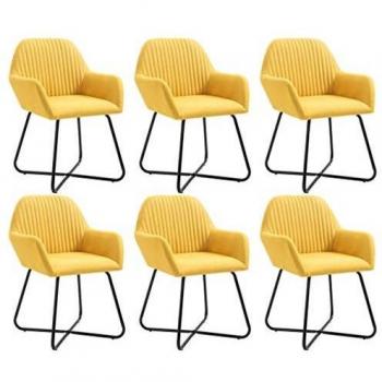 Sillas de Comedor Día y Noche – 6 con Tela Amarilla