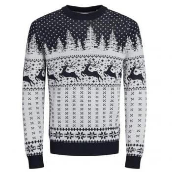 Jack & Jones Herren Strickpullover Xmas Gabriel Grau Regular Fit Größe L