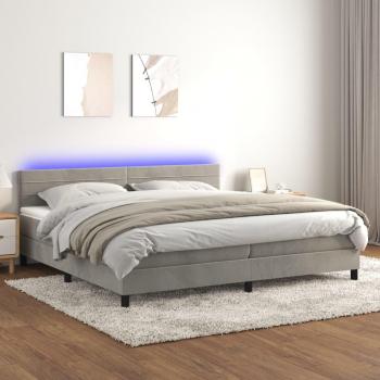 VidaXL Lova Premium Spring Mattress with Pillow & LED Lighting, Gray, 200x200 cm, Aksoma