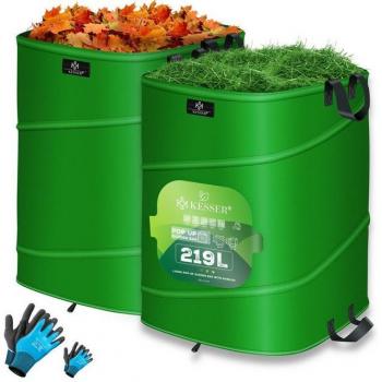 KESSER® Sacchetto Pieghevole per foglie – 219 L – Nero