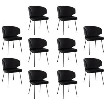 Home Deluxe Velluto Nero Set di 10 Sedie da Pranzo