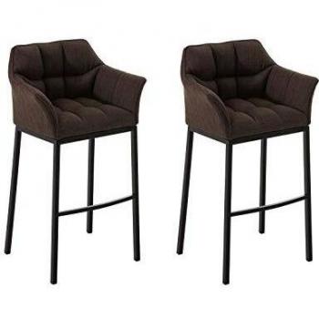 Set de 2 taburetes Damaso en tela con base de 4 patas color marrón y negro