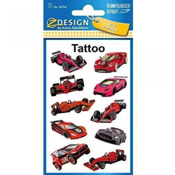 10 x Z-Design Kinder Tattoos Tattoofolie Rennautos rot schwarz