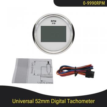 Tachymètre numérique LED 2'' (52mm) étanche pour camion et voiture 0-9990RPM