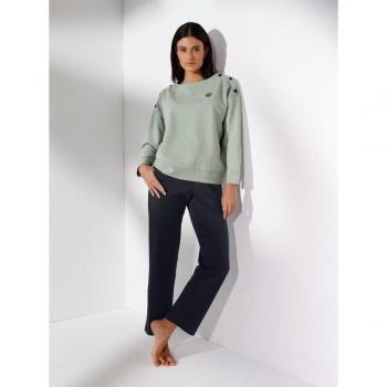 Combinaison détente Hajo pour hommes/femmes, tissu majoritairement coton, couleur verte avec nuances nautiques