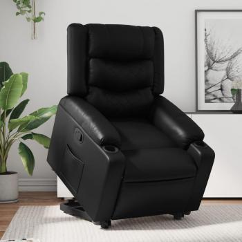 Poltrona Reclina‑e‑Eleva Preto, Couro Artificioso – VidaXL