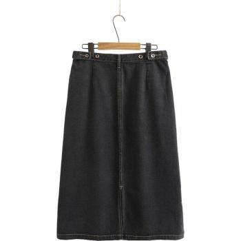 Falda corta de denim para mujer, diseño coreano, abertura central, primavera-verano