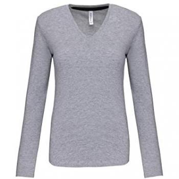 Damen T-Shirt Kol V von Kariban – grau, XL
