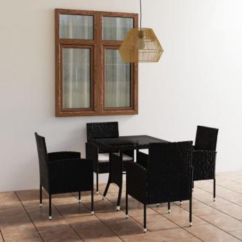 Set Tavolo e Sedie da Giardino 5 pz in Polyrattan Nero