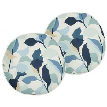 Gartenkissen 2er Set Blau / Weiß ⌀ 40 cm Rund Outdoor Kissen