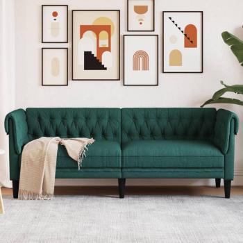 Canapé 3 places en tissu Chesterfield vert foncé