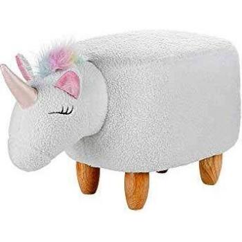 Pouf Di Tessuto Bianco a Forma di Unicorno