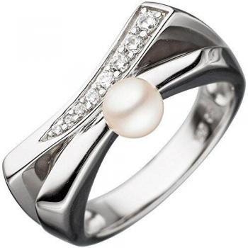 Ring aus 925 Sterling Silber – Damenmodell, Gr. 50, 1 Perle, Zirkonia