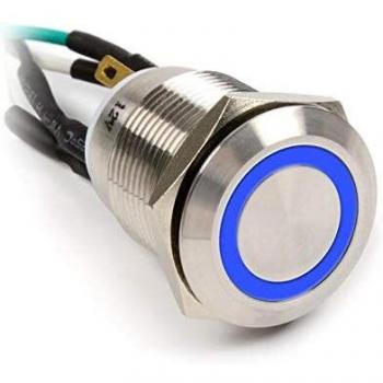 Vandal Impact 19 mm IP67 LED Bleu Noir Argent