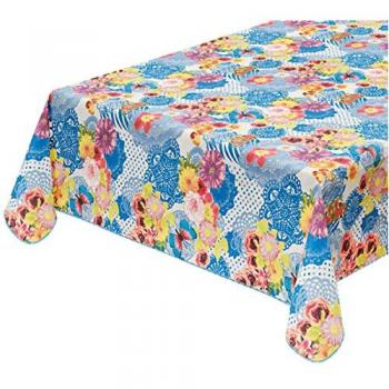 Nappe Bordée AntiTaches en Coton Bleu