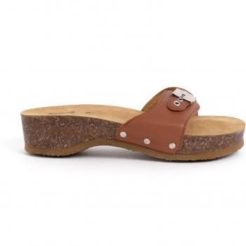 Scholl PESCURA HEEL CORK Damenpantoletten Cognac
