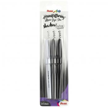 Pentel Brushpen SES15 Sign – Feiner Pinsel, 3‑Farben-Set, flexibel