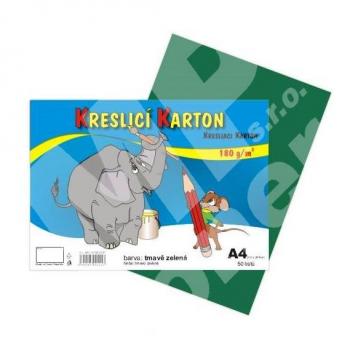 Barevná čtvrtka (barevný karton), A4, 180g/m2, tmavě zelená
