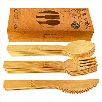 GreenCamp 120‑Pack Bamboo Utensil Set – Durable, Eco‑Friendly Disposable Forks & Spoons
