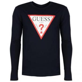 T-shirt long Guess avec logo bleu M