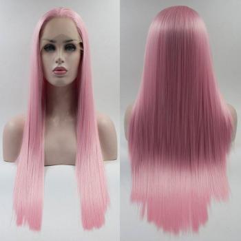 Bombshell Blanca con Malla Frontal y Pelo Sintético Sedoso