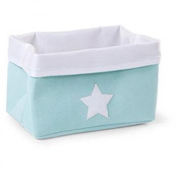 Scatola Pieghevole Unisex in Tela Childhome Menta e Bianca