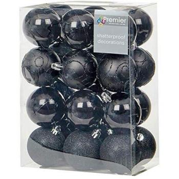Black Christmas Decoration Kit: Baubles, Stars, and Topper