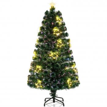 Natale Costway: Albero di Natale 150 cm con Fibra Ottica e Stella Pre-illuminata