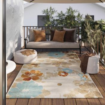 Wecon home Teppich »Strandblume«, rund, pflegeleicht, Hoch-Tief Effekt