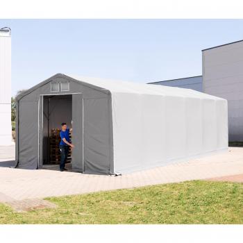5x12m ToolPort Industrial Tent with Sliding Door – 3.0m PVC 850 Grey Sides, Soft Ground Anchor