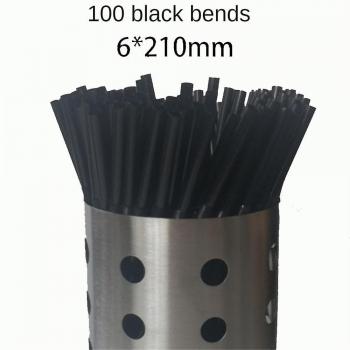 Pailles en plastique souples noires – 500/200/100
