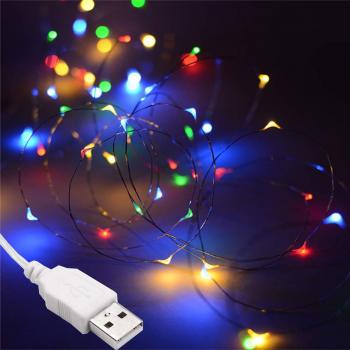 LED-Lichterkette mit USB-Anschluss, bunt, 10