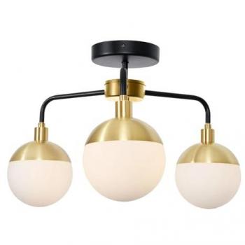 BHS Lighting Sadie 3-Light Semi-Flush Ceiling Light in Satin Brass