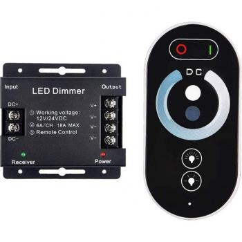 Contrôleur PWM 24 V / 12 V avec télécommande LED, variateur jusqu'à 18 A