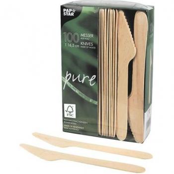 Set di 100 Coltelli in Legno FSC 16,5 cm