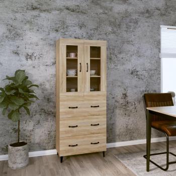 Engineered Oak Sonoma Highboard 69.5×34×180 cm