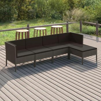 Set de muebles de jardín 5 piezas con cojines de polyrattan gris de Día y Noche
