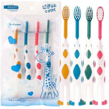 4 Pcs Cartoon Baby Dental Care Toothbrushes