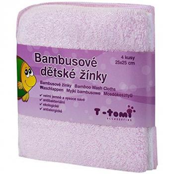 T-TOMI BIO Bambus Baby Waschlappen Pink 25 x 25 cm 4 St