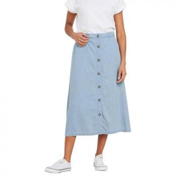 Elegant Light Blue Button‑Through Midi Skirt (M&Co)