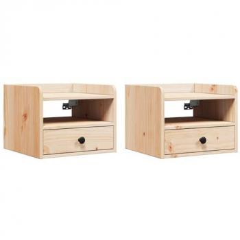 Vidaxl Bedroom Side Table Set – 2 Units, 38x36x29.5 cm, Solid Pine (Brown)