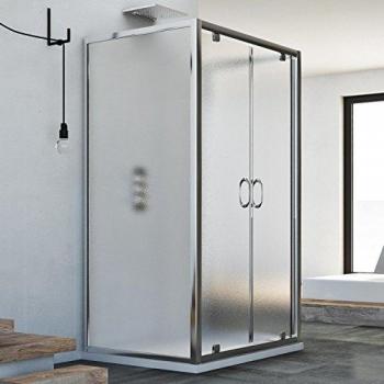 Mampara de ducha 3 lados modelo Sintesi Trio 2 Hojas 70x120x70 cm vidrio impreso altura 185 cm