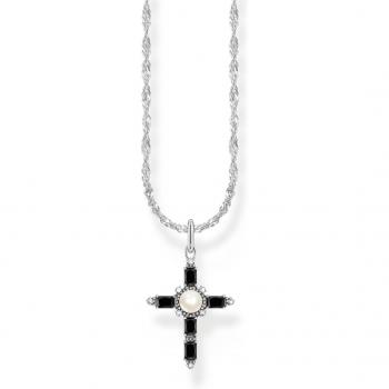 Collar con cruz negra Cross Romance de plata Thomas Sabo