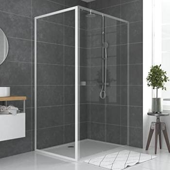 Porta Doccia Bianco Retorno 90x185 cm – Vetro Trasparente 5mm – Whity Side 90