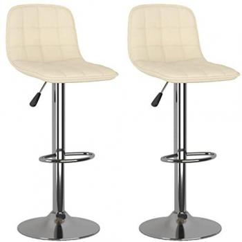 VIDAXL Sgabelli da Bar 2 pz Crema in Tessuto