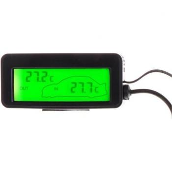 Termómetro Digital para Automóvil LCD a Color, Mini 12V, Monitor Térmico Interior y Exterior, Sensor de 1.5 Metros
