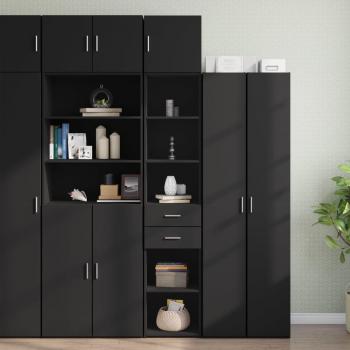 Schmaler schwarzer Hochschrank 40x42,5x225 cm Holzwerkstoff