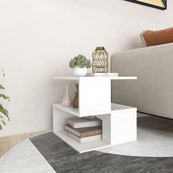 Mesa auxiliar de madera contrachapada blanca 40x40x40 cm