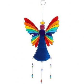 Rainbow Angel Suncatcher (Black, One Size)