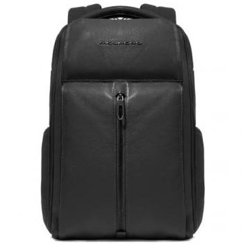 Piquadro Hedley RFID Leather Laptop Backpack for Men 41 cm Black